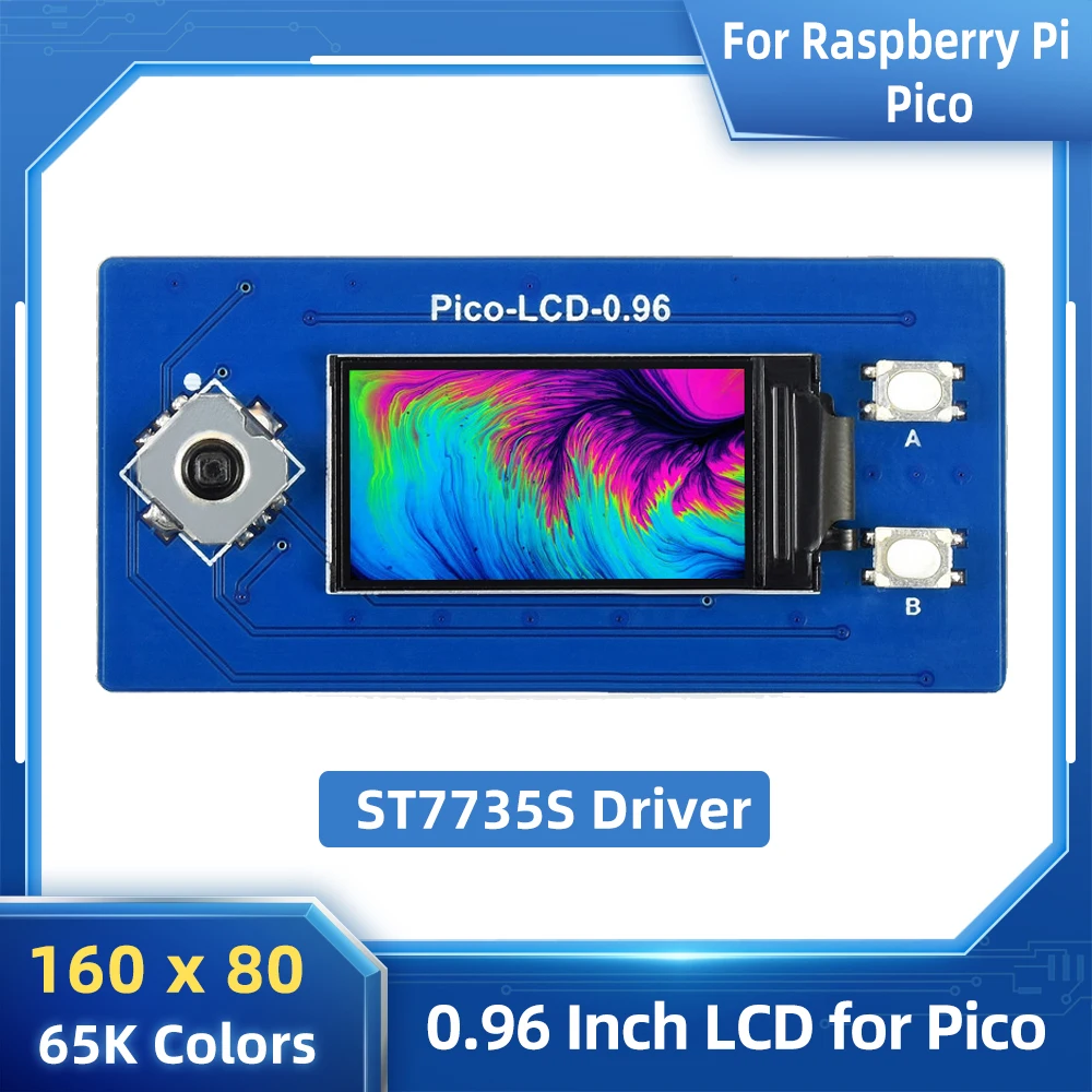 Raspberry Pi Pico  0.96 Inch LCD Display Module 65K Colors 160 x 80 SPI Interface IPS Screen with C/C++ MicroPython Demo