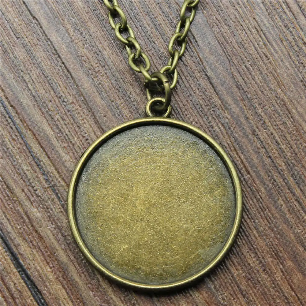 Sejuani Fit Round 25Mm Glass Cabochon Base Setting Tray Accessories Choker Neck Vintage Jewelry Cute 45 Or 70cm Long Chain