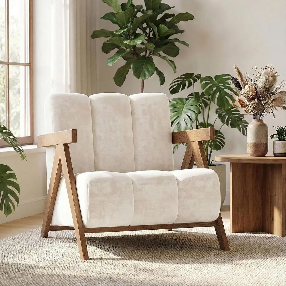 ern Accent Chair or Living Room Bedroom,Comy Chenille Reading Chair with Wood e,Oversized Upholstered Lounge Armchair with Thick