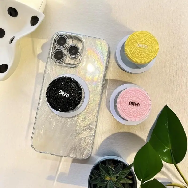 

Ins Korean Cute Fun Biscuit Magsafe Magnetic Phone Holder Grip Tok Griptok Ring for IPhone 17 Foldable Desktop Lazy Man Stand