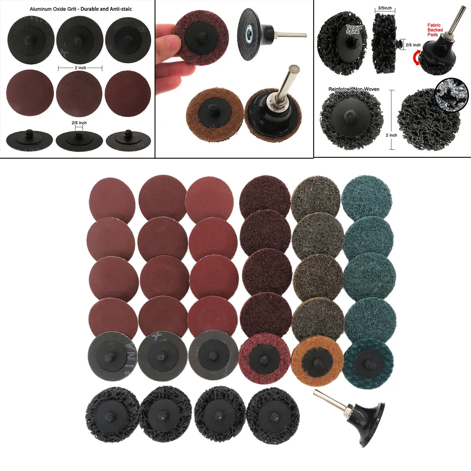 35Pcs 2in Discs Polishing Abrasive Tools Sander Pads Paint Removal