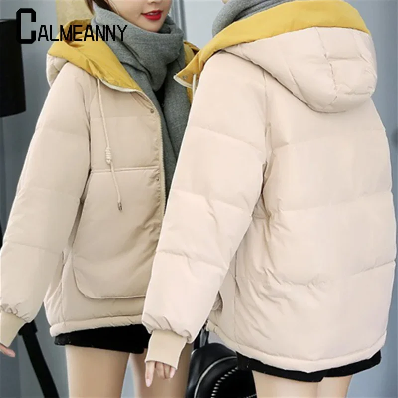 2024 Winter New Style Kapuzen jacke kurzer Baumwoll mantel warm halten Slim Fit koreanische Edition vielseitige Freizeit mode lose Jacke