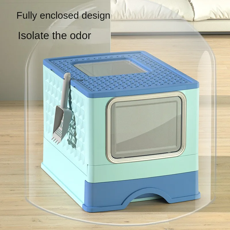 Pet Closed Folding Litter Box Extra Large Fully Enclosed Cat Toilet Cat Supplies Dog Cleaning Wholesale