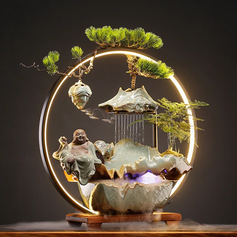 Lucky water ornament creative home entrance living room desktop office circulating water fountain opening housewarming gifts