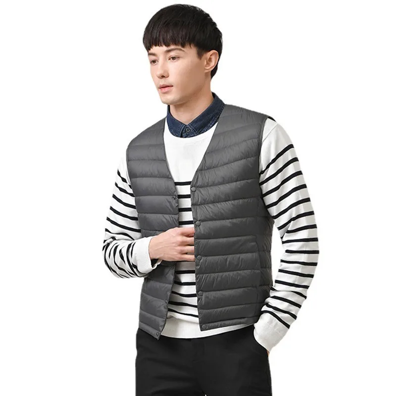 Men's Clothing Autumn winter New Arrivals Men's Collarless Lightweight Down Jacket Vest Tank Top Round Neck Lining Outerwear