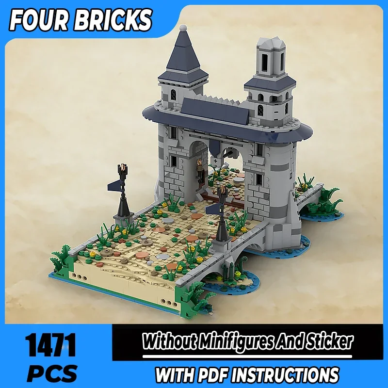 

Строительные блоки Moc, средневековый мост-кубики, башня, технология, модульные кирпичи, модель, подарки, рождественские игрушки, наборы «сделай сам», сборка