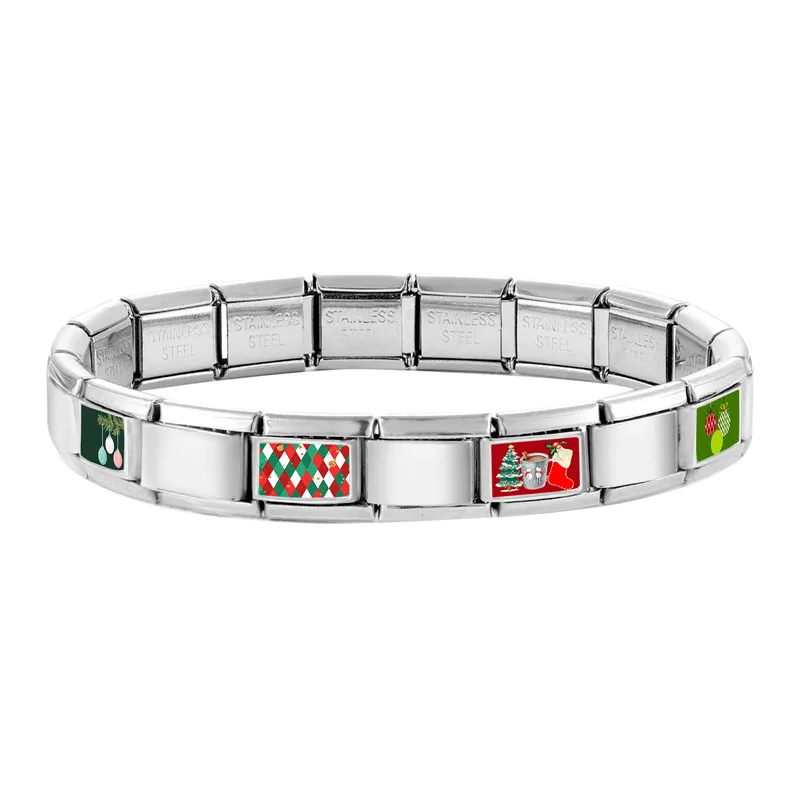 سلسلة عيد الميلاد سانتا كلوز شجرة ثلج وصلات سحرية إيطالية تناسب 9 مللي متر سوار من الفولاذ المقاوم للصدأ للنساء يمكنك صنعها بنفسك هدايا #4