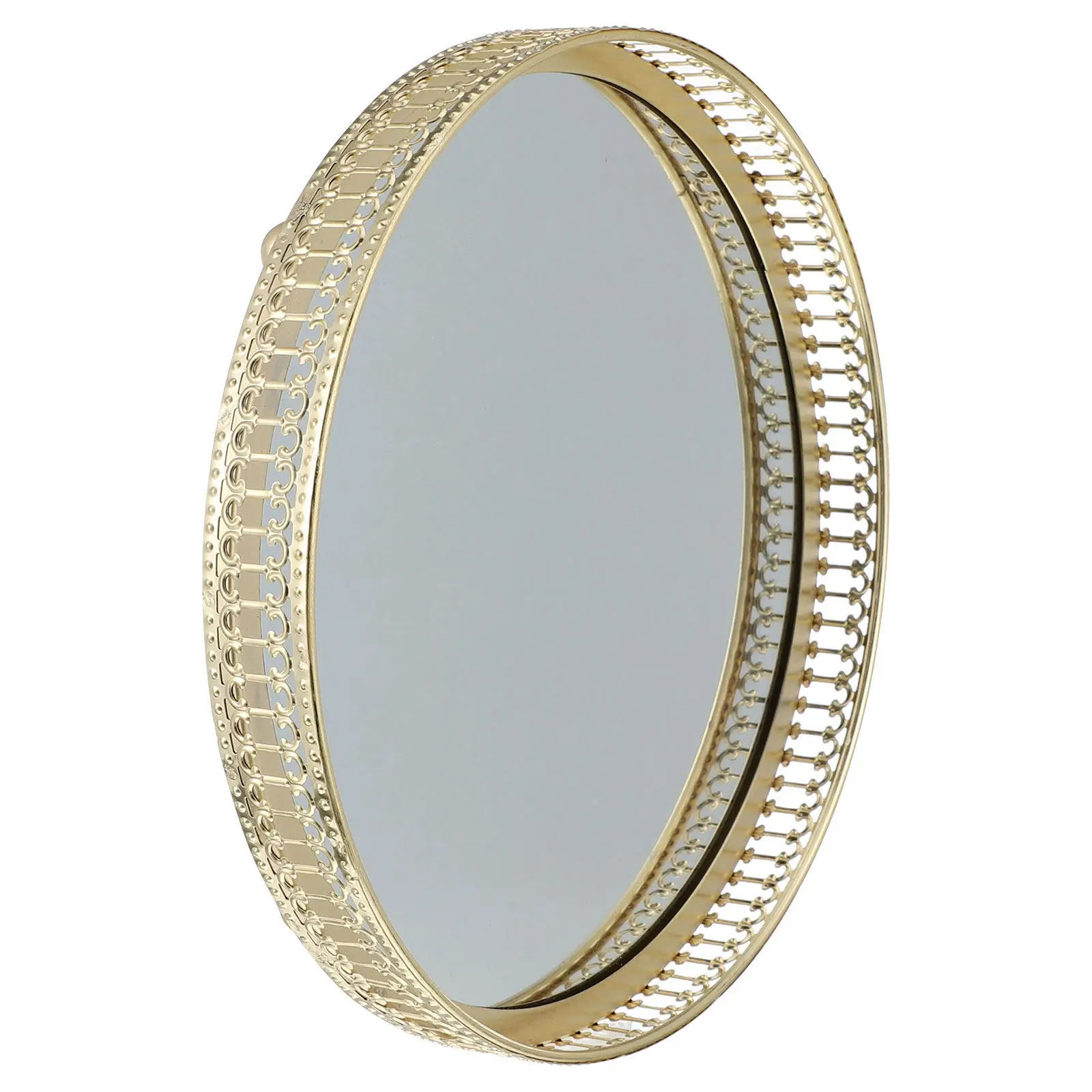 

1Pcs Jewelry Storage Plate European Style Glass Mirror Exquisite Pattern Cosmetics Tray Multipurpose Storage Holder for Home