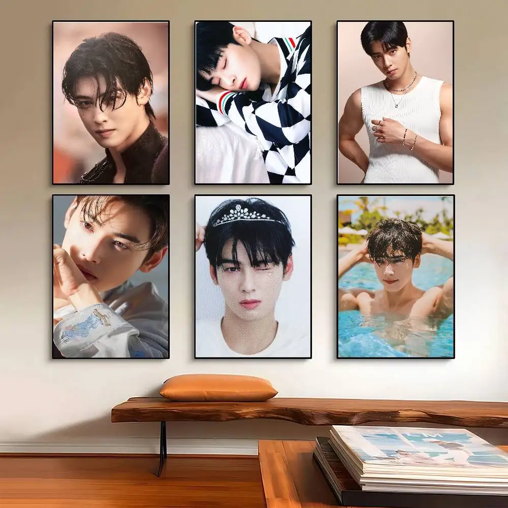 Korean Actor Cha EunWoo Art Sticky Wall Waterproof Home Living Room Bedroom Bar Aesthetic Decoration