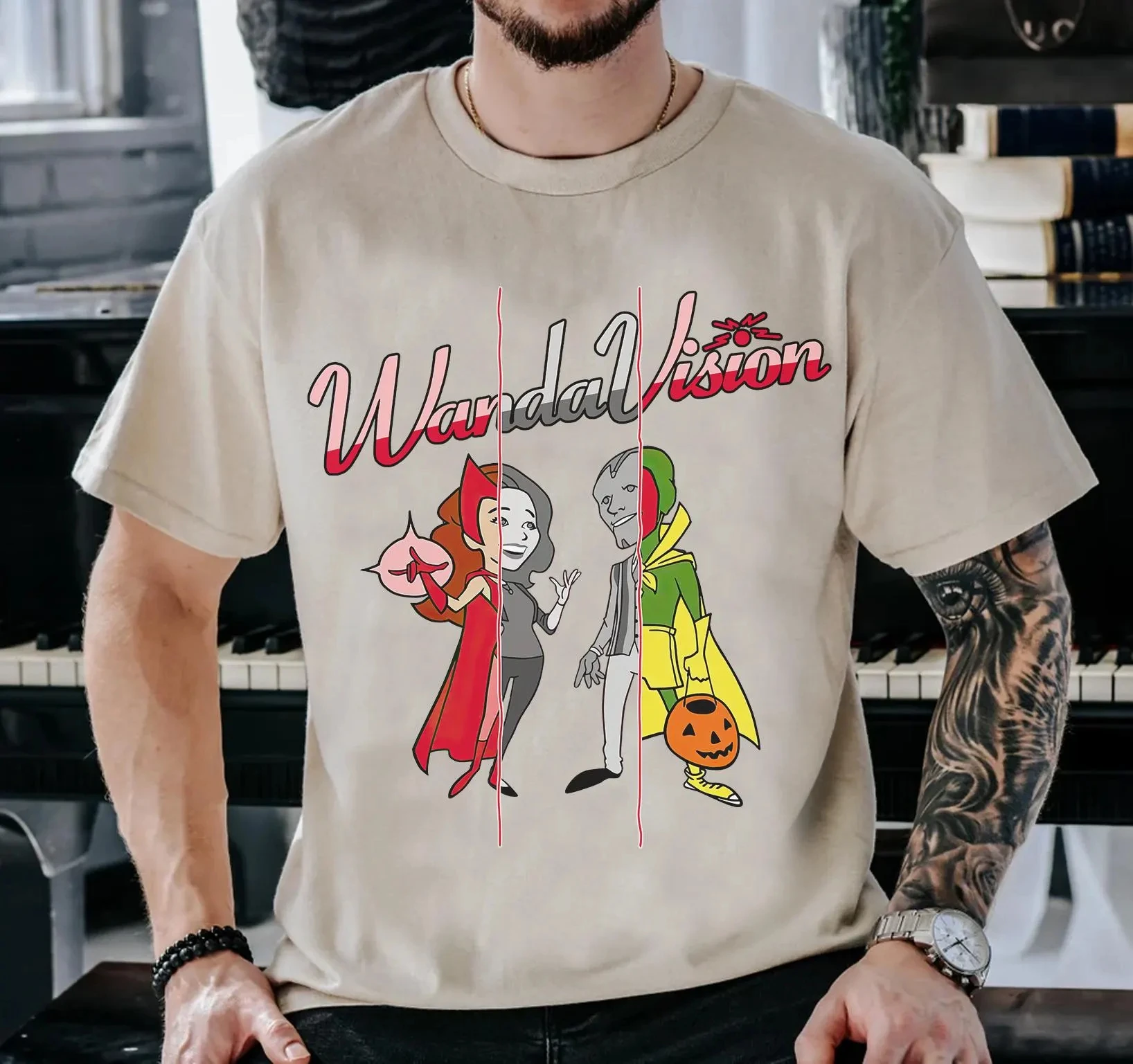 Marvel Studios WandaVision Logo Toon Camisa de los años 1950 a 1990 Camisa Marvel Wanda Vision Camisa a juego Disneyland Marvel Comics