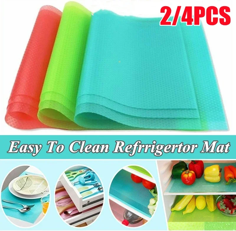 2/4PCS New Refrigerator Waterproof Pad Antibacterial Antifouling Mildew Moisture Can Be Cut Washed Pad Fridge Mats Cabinet Mat