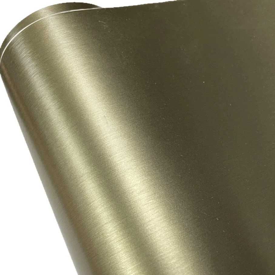 Premium Chrom Gebürsteter Stahl Metallic Champagner-Gold Vinylfolie Rolle DIY Selbstklebende Aufkleber Auto-Folierung