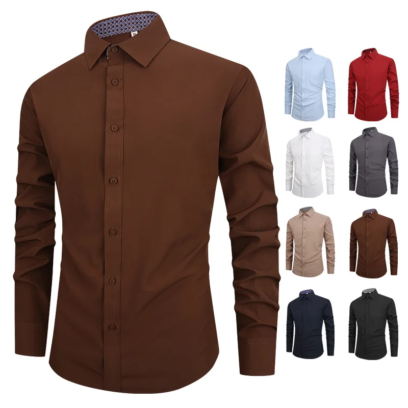 American size men\'s shirt long sleeve new spring summer business leisure free ironing high quality fashion large size