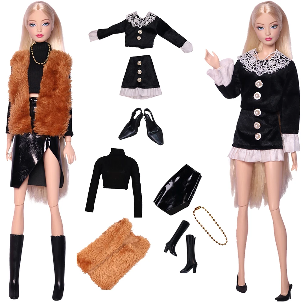 

2 Set Fashion Doll Clothes For 11.5 Inch Doll Shoes Beautiful Dress Top Skirt Suit Gifts for FR Doll 30 CM Doll Accessories