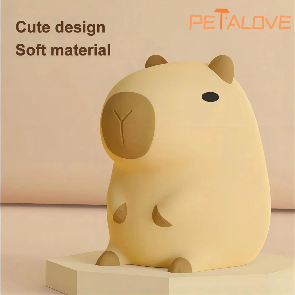 Cute Capybara Silicone Lamp, Animal Night Light, USB Recarregável, Quarto, Bedside Decoration, Birthday, Christmas Gift for Child, 4 Estilos