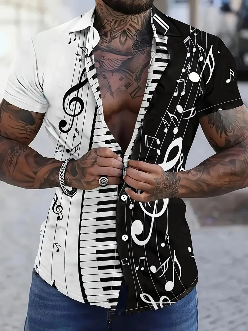 

Men's shirt 2025 3D printed shirt casual short sleeved sea shirt loose fit