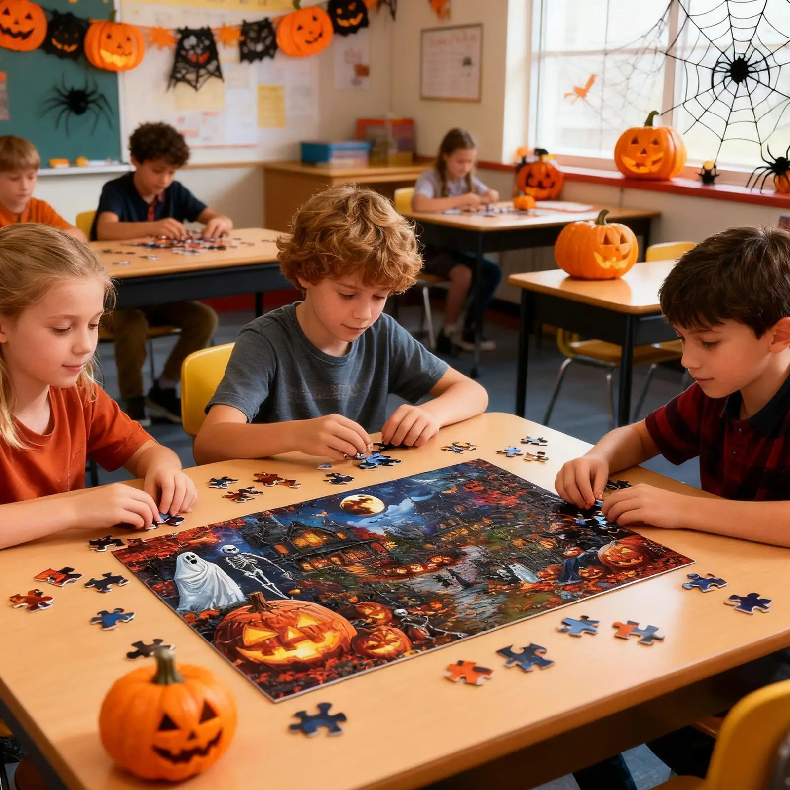 Halloween Puzzles For Adults 1000 Pieces Haunted House Family Jigsaw Puzzle Board Game Interactive Educational Toys For Family