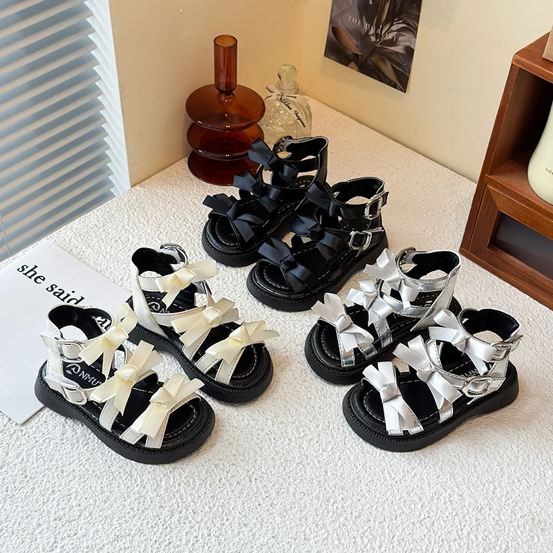 

Girls' shoes, children's princess Roman sandals 2025 new summer style, fashionable soft soles for girls and big kids