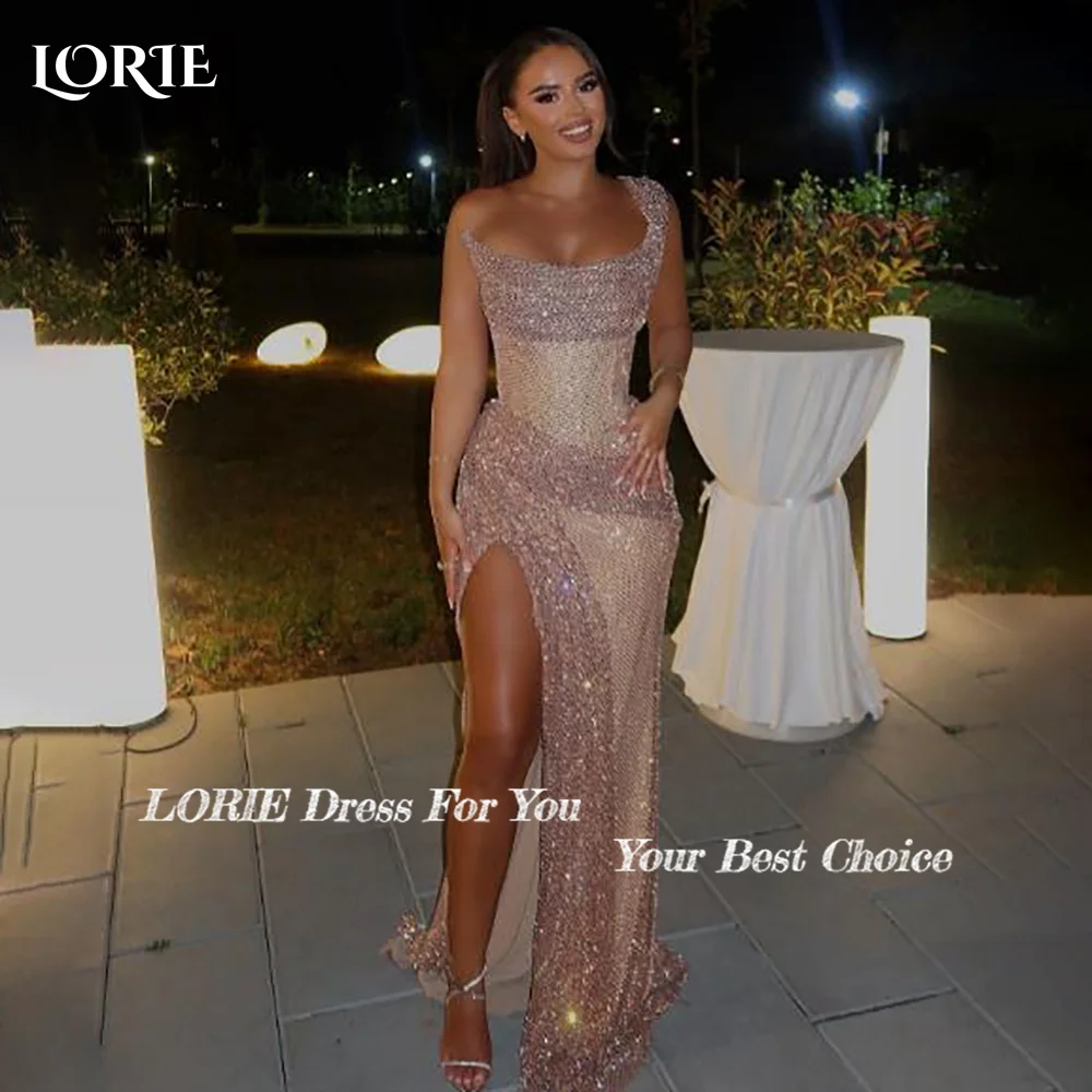 LORIE One Shoulder Arabia Evening Dress Shiny Pleats Floor Length Mermaid Prom Dresses Pleats Arabia Party Gown Customized 2026