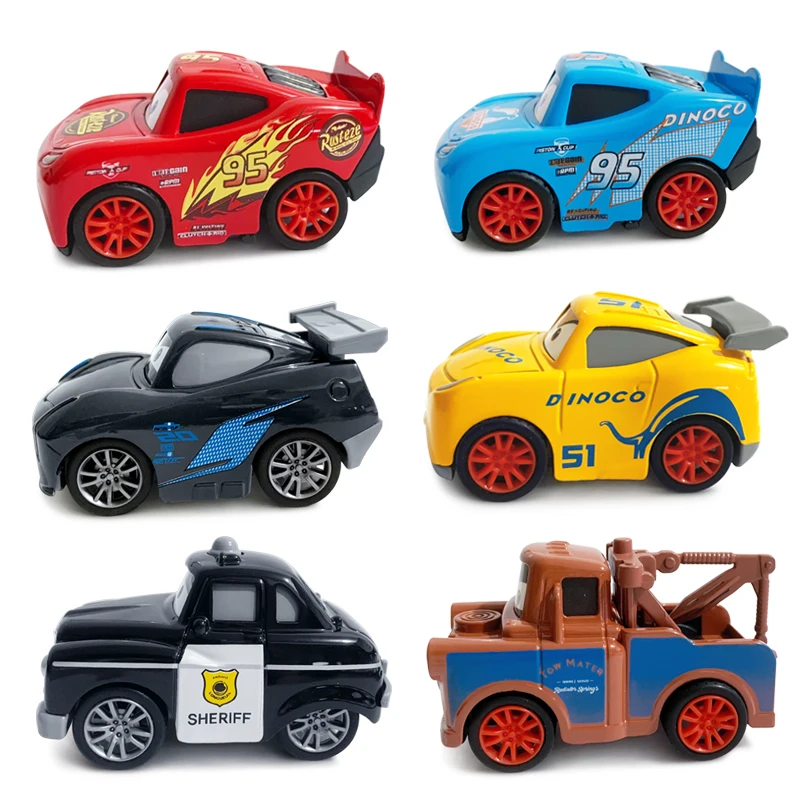 Cars Toy Lightning Mcqueen Mater Cruz Ramirez Jackson Storm Sheriff Cute Cartoon Alloy Diecast Pull Back Power Spring Toy Car