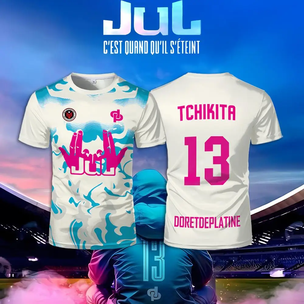 Rap francés TCHIKITA Maillot JUL camiseta Juldtp DORETDEPLATINE estampado patrón fitness ropa deportiva transpirable cómoda tops
