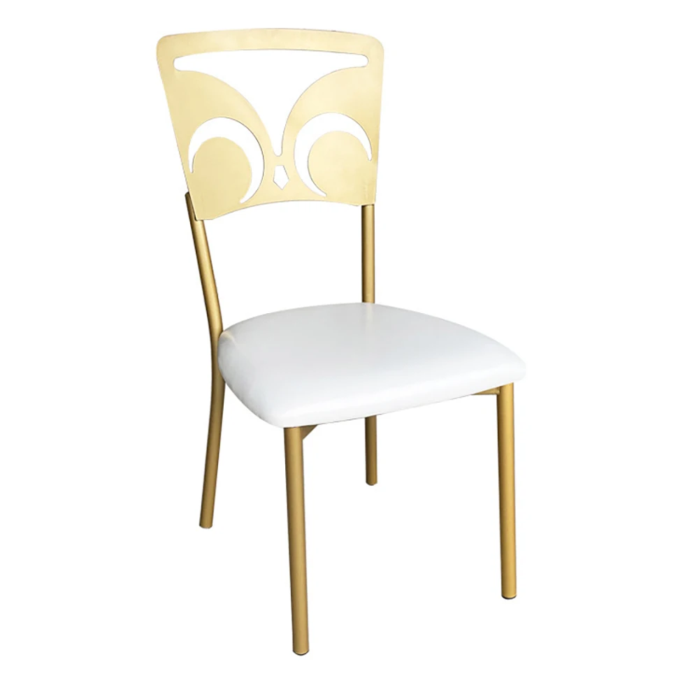 Good Quality Gold Metal Cross Back Chameleon Chair Event Decor Wedding Stackable With Cushion For Hotel