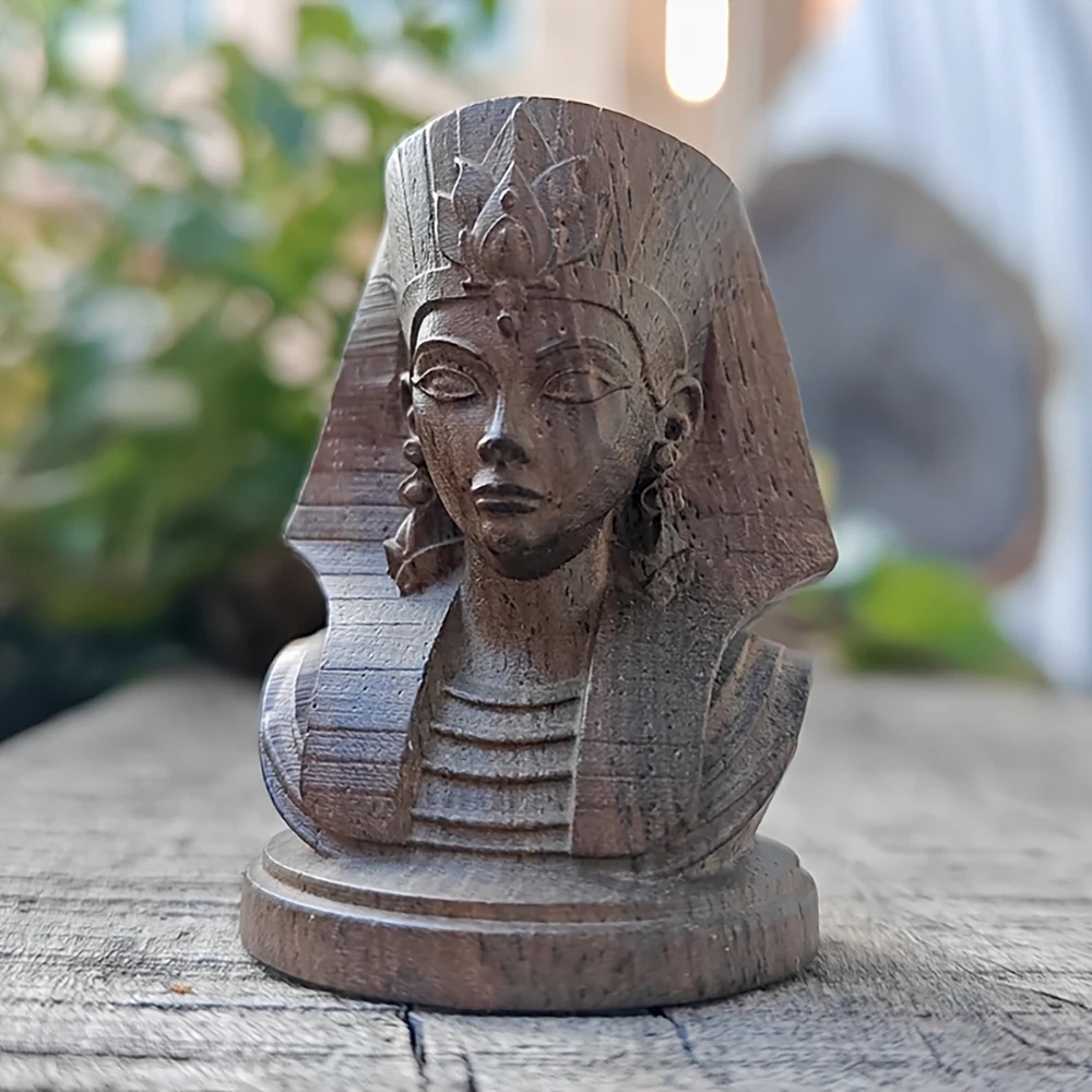 Handmade Wooden Pharaoh Statue Crafts and Ornaments Suitable for Creative Home Desktop Decorations, Creative Desktop Ornaments, Party Decorations, Housewarming Gifts, Indoor Decorations, Tabletop Decorations, Christmas Decorations, Statue Ornaments