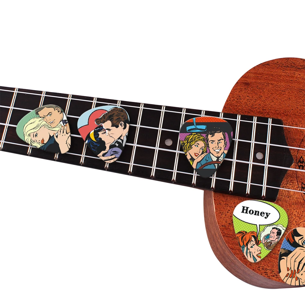 

New 0.46/0.71/1.0Mm 10Pcs Guitar Paddles Cartoon Couples Acoustic Guitar Picks Musical Instrument Accessories Pick Guitar