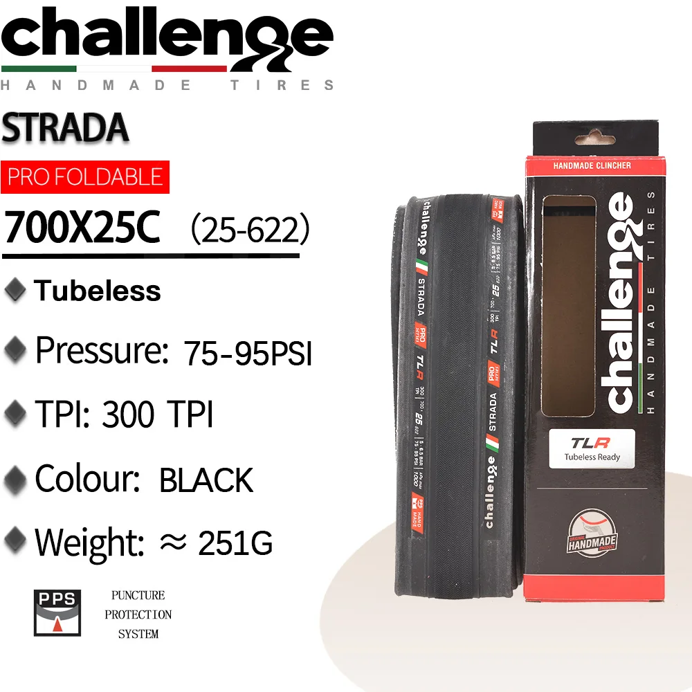 CHALLENGE STRADA Pro 700C ロードバイクタイヤ クリンチャー 700x25c