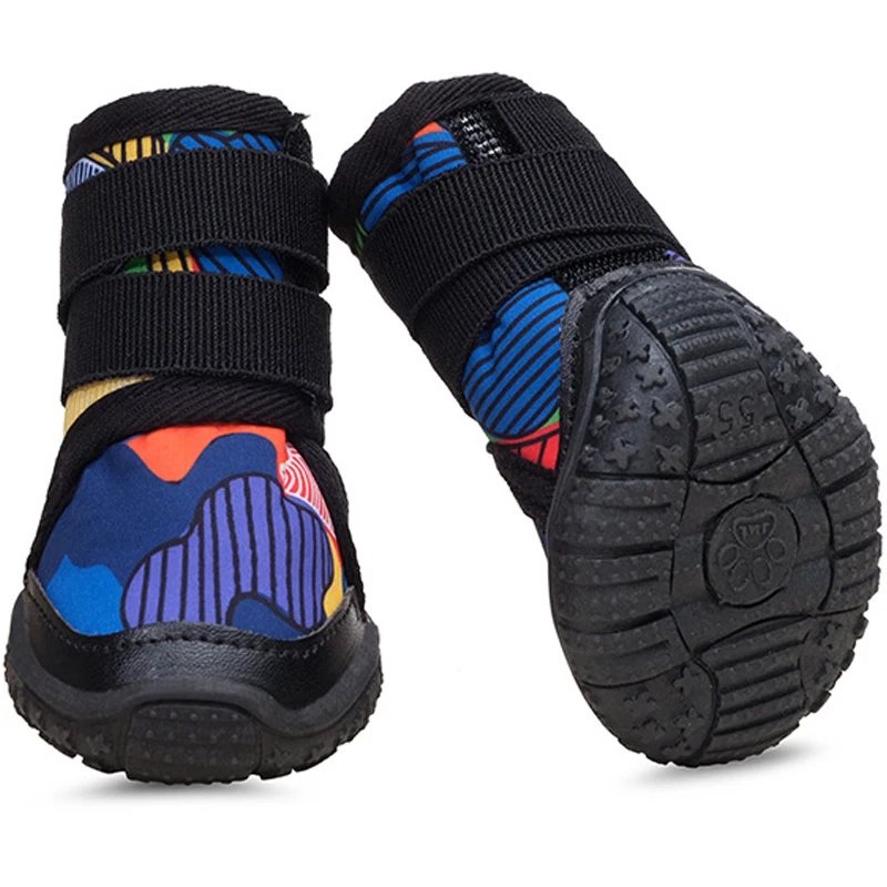 4Pcs Winter Dog Shoes Snowproof Anti Slip Rubber Sole Cotton Warm Booties Medium Large Dogs Paw Protector Pet Footwear