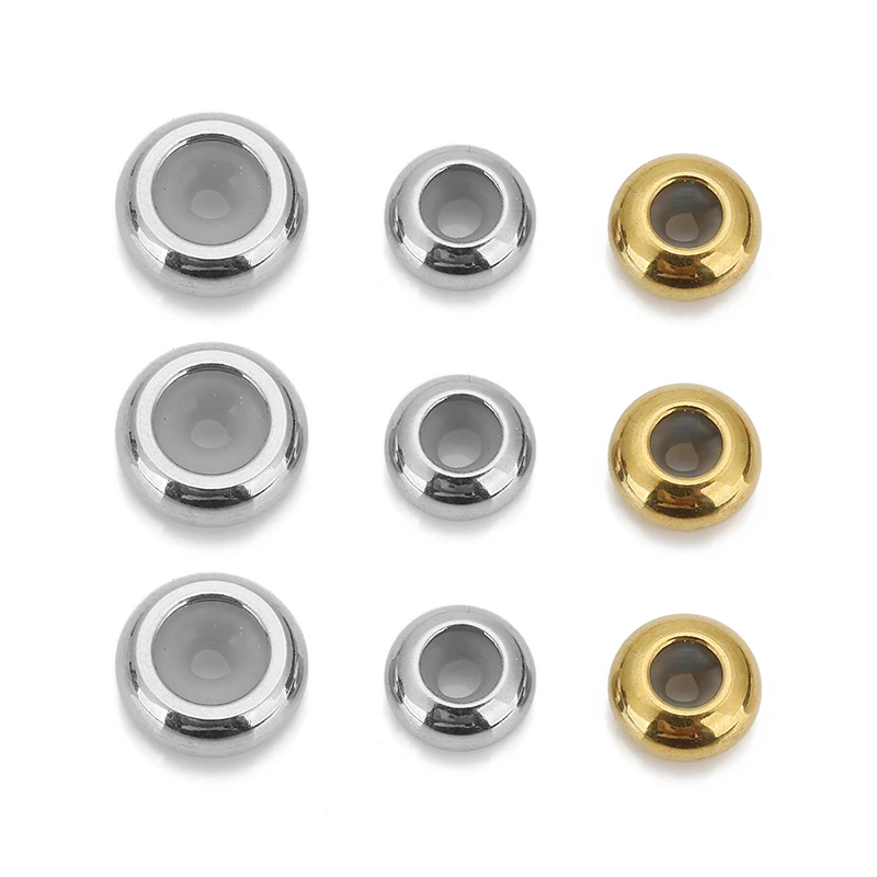 20pcs PVD Never Fade Stainless Steel Stopper Beads Lot 8mm 10mm Large Big Hole Beads For DIY Necklace Bracelet Jewelry Supplies