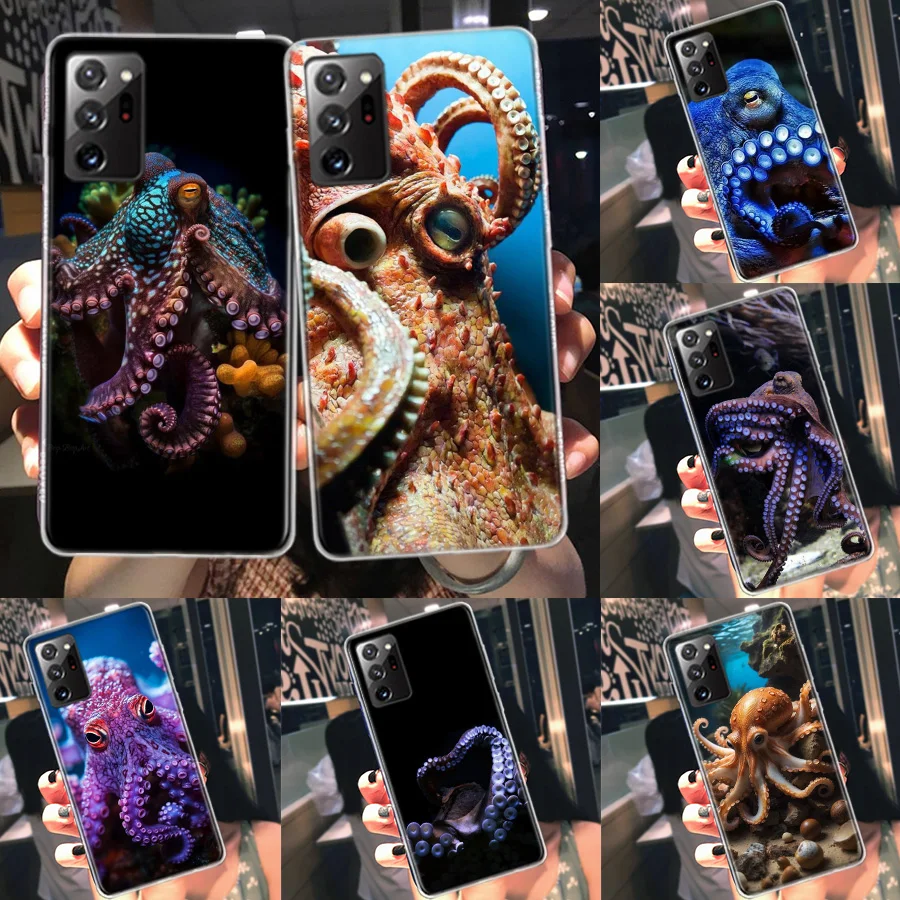 This is a Big Octopus Phone Case For Galaxy Samsung S22 Plus S21 Ultra Clear S20 S23 S24 FE S10 S10E S9 S8 Cover Pattern Capa So