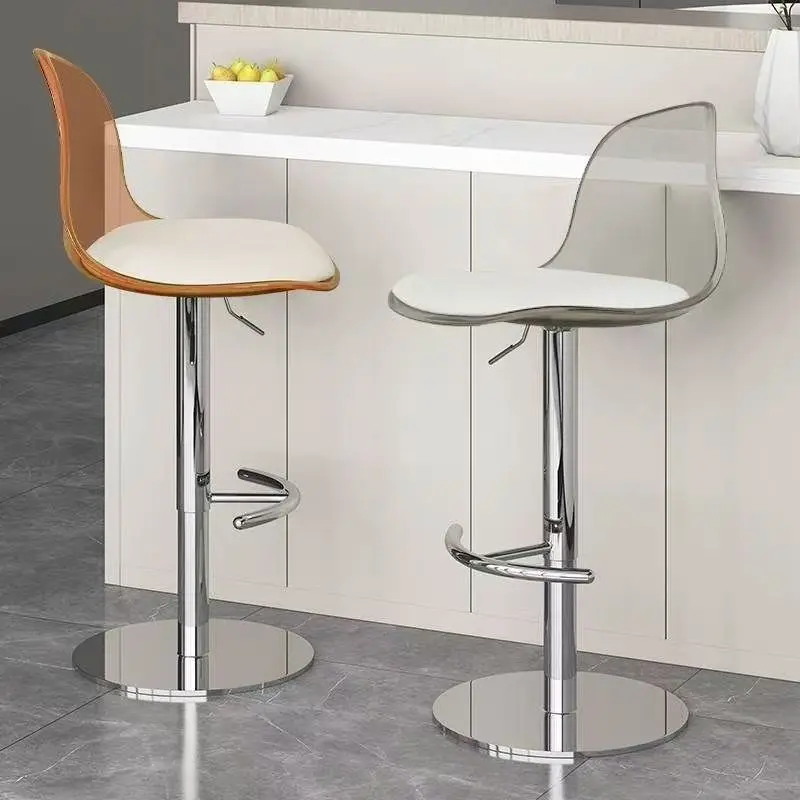 Metal transparent home office high stool lift chair rotatable modern fashion simple