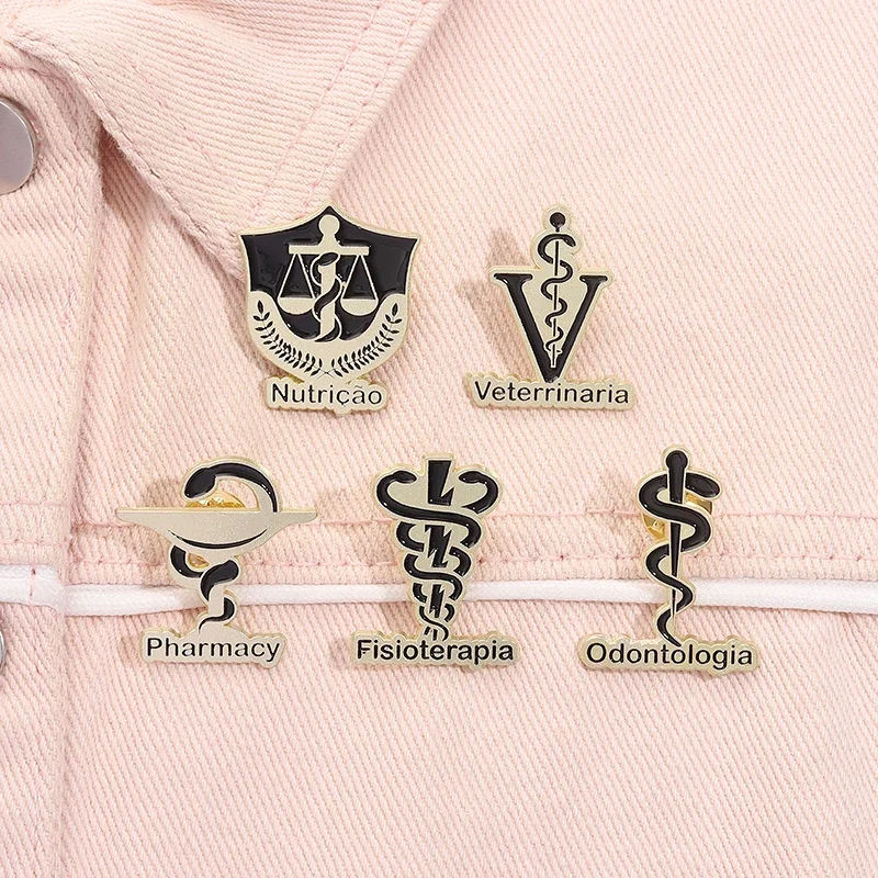 Odontologia Fisioterapia Veterinärmedizinisches Symbol Caduceus Schlange Emaille Pins Medizinische Gesundheitsabzeichen Brosche Geschenk für Arzt Krankenschwester – Detail 6