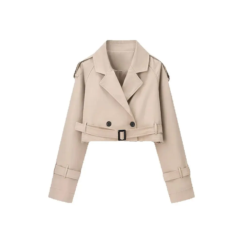 

Spring and Autumn New Women's Loose Short Cut Solid Color Long Sleeve Windbreaker