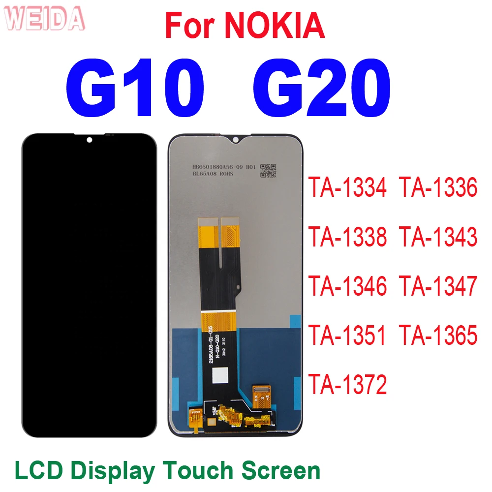 

6.52" AAA+ LCD For Nokia G10 G20 LCD Display Touch Screen Digitizer Assembly For Nokia TA-1336, TA-1343, TA-1365, TA-1372 LCD