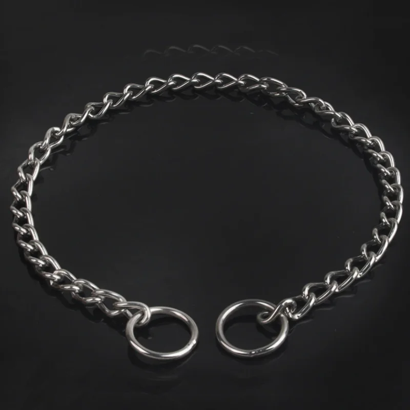 Explosion proof stainless steel P-chain double ring dog chain metal collar collar collar training dog chain pet collar