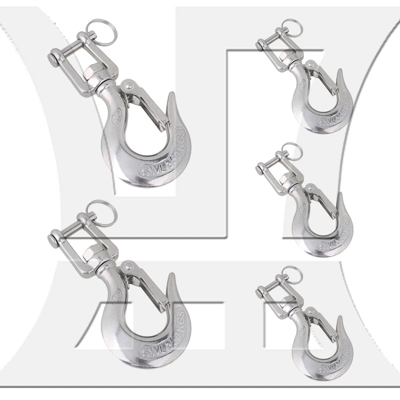 

CNBTR 304 Stainless Steel Swivel Eye Lifting Hook American Type 350KG WLL Rotatable Safety Hook for Industrial Lifting Hoisting