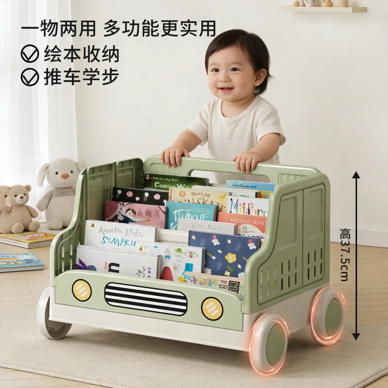 Baby Bookshelf Children's Picture Book Shelf Large Capacity Simple Book Storage Shelf Toy Storage Basket Baby Walker