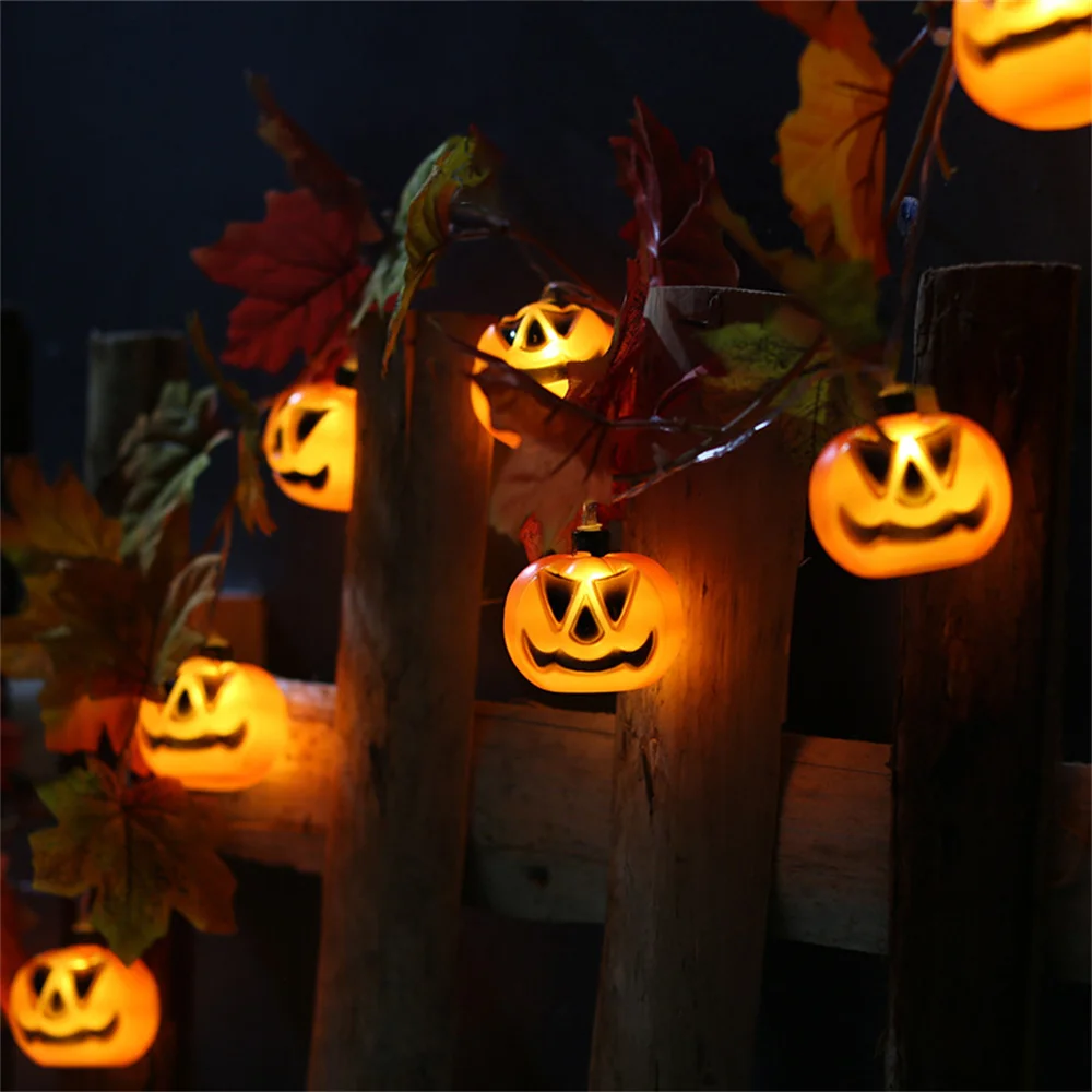 10/20 LED Pumpkin String Lights Bttery Operated Maple Leaf Fall Garland Lights  for Halloween Indoor Outdoor Party Decor