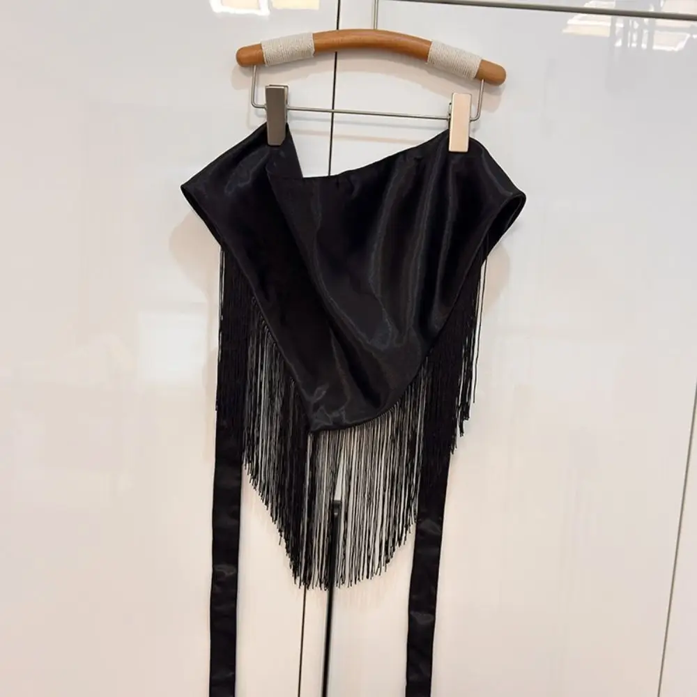 Chinese Style Triangular Waist Belt Printing Tassel Butt Curtain Skirt Ethnic Style Leopard Print Triangular Waistband