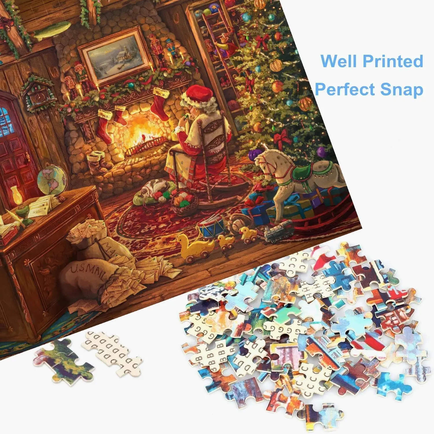75*50cm Puzzle Weihnachtsmann Holzpuzzle Geschenk für Kinder Freund Zuhause Schlafzimmer Büro Wanddekoration Familienaktivitätsspiele