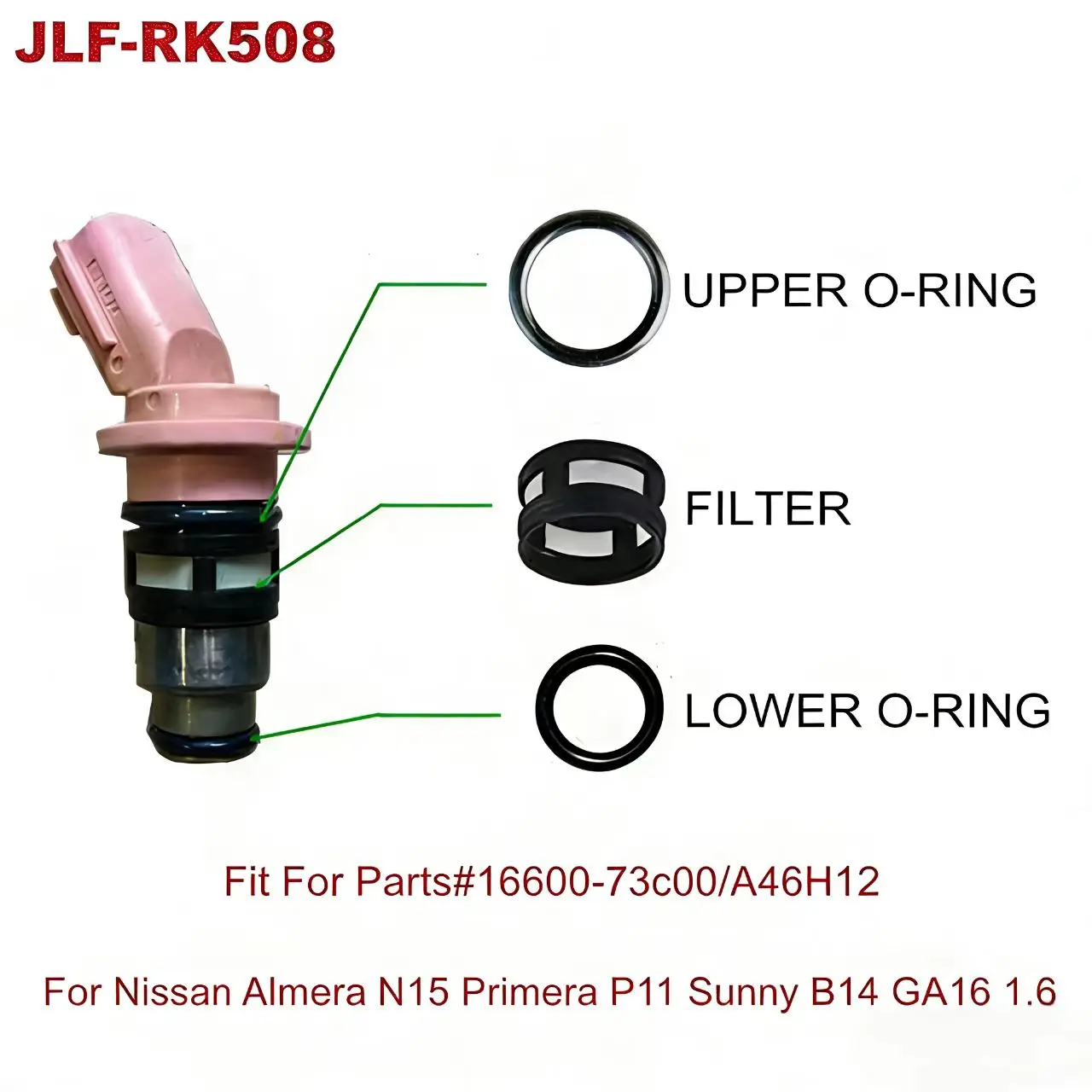 Partial Area Free Ship Fuel Injector Service Kits for Nissan Almera N15 Primera P11 Sunny B14 Ga16 16600-73C00 A46H12 Jlf-Rk508