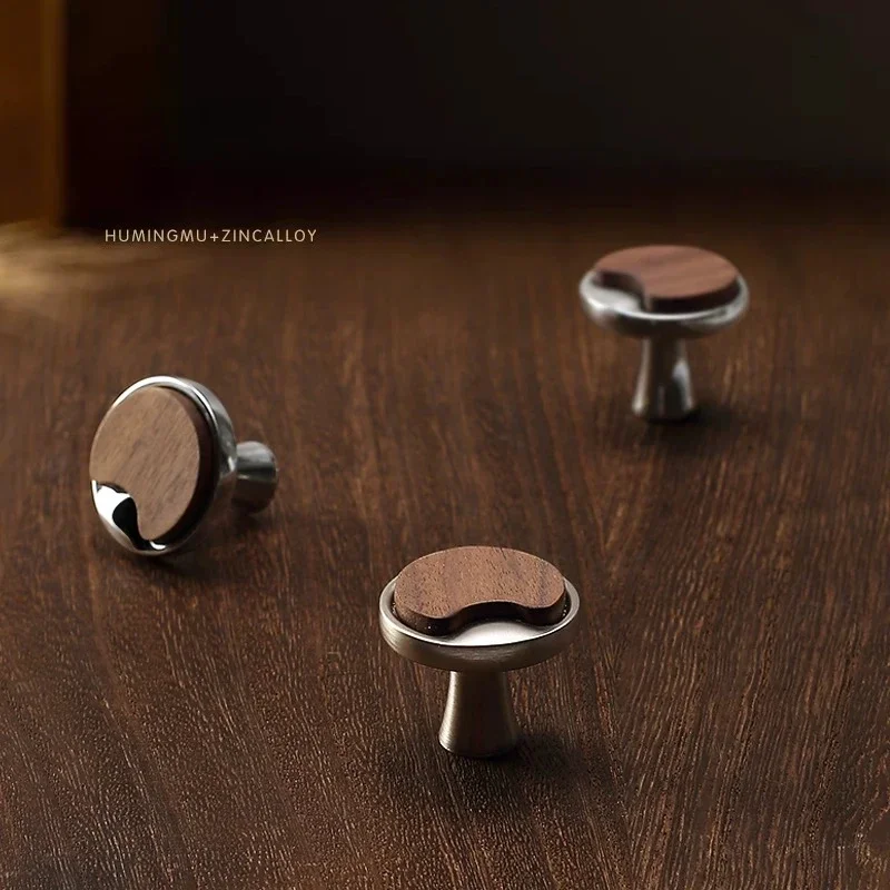 yesRetro Mid-Century Walnut Wood Cabinet Handles Luxury Chinese Pulls for Wardrobe Drawer Shoe Cabinet Door Furniture Hardware