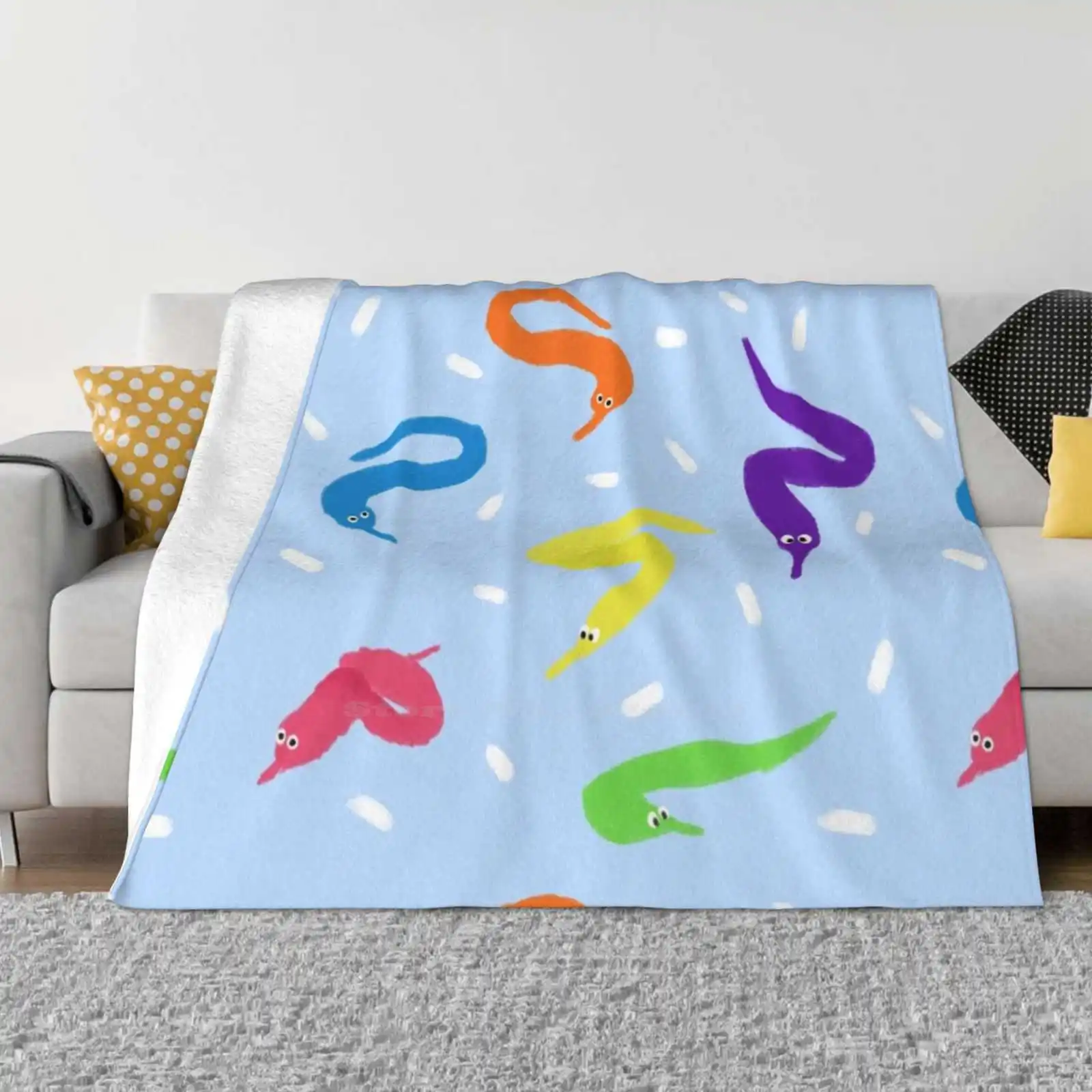 Worm On A String Babey! Low Price New Print Novelty Fashion Soft Warm Blanket Worm On A String Colorful Rainbow