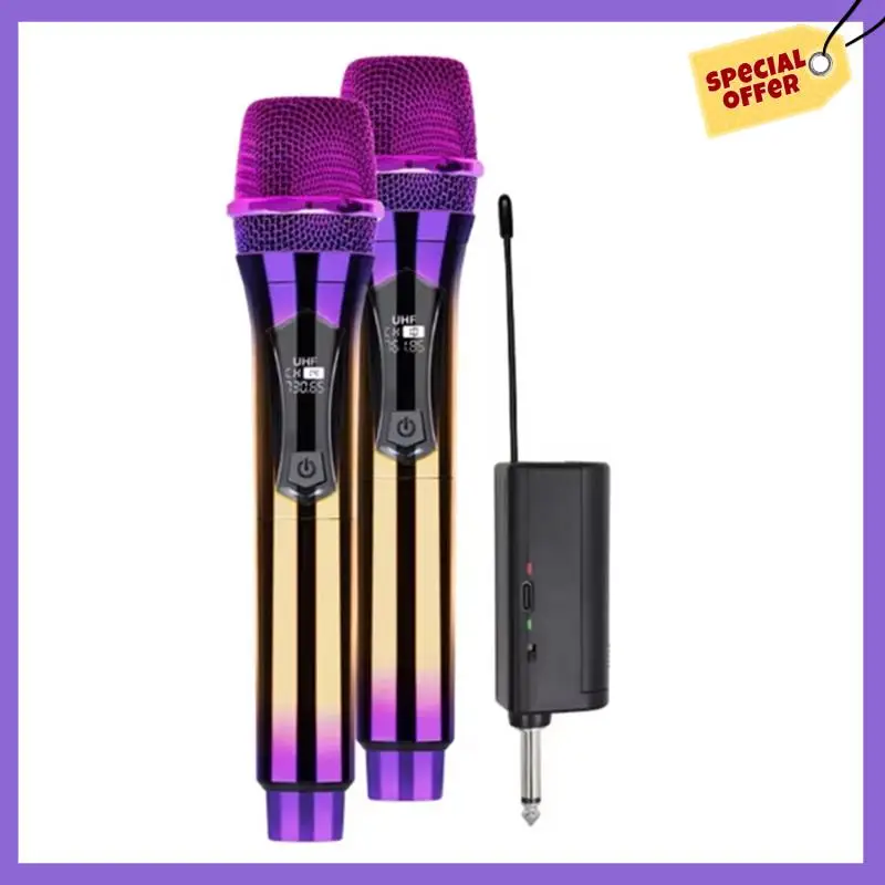 

-A96Z Dual Channel Karaoke Streaming Wireless MIC Handheld Microphone With Rechargeable Receiver For Singing Karaoke KTV