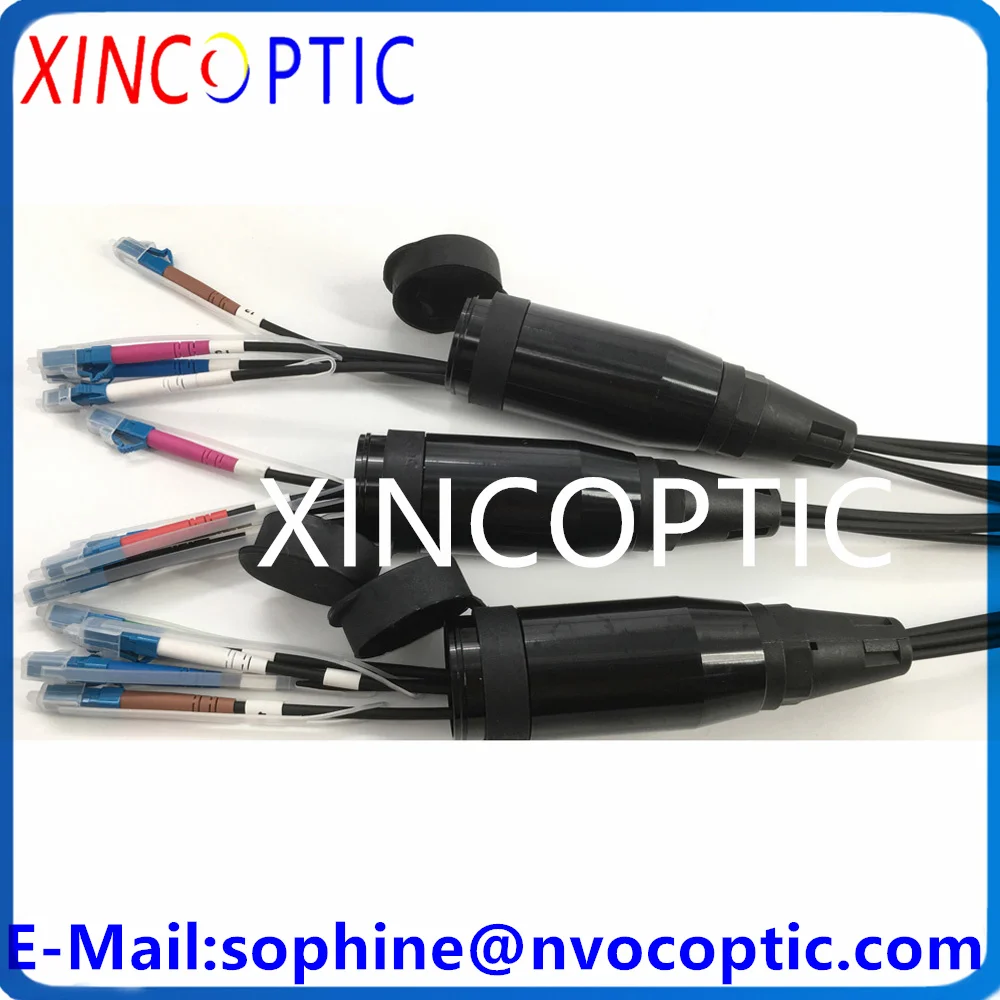 12F Singlemode 12C SMF 50Meter 6.0Mm 12Core SMF G657A Luar Ruangan DVI PDLC Tahan Air FTTA Kabel Patch Serat Lapis Baja Kabel Hitam TPU