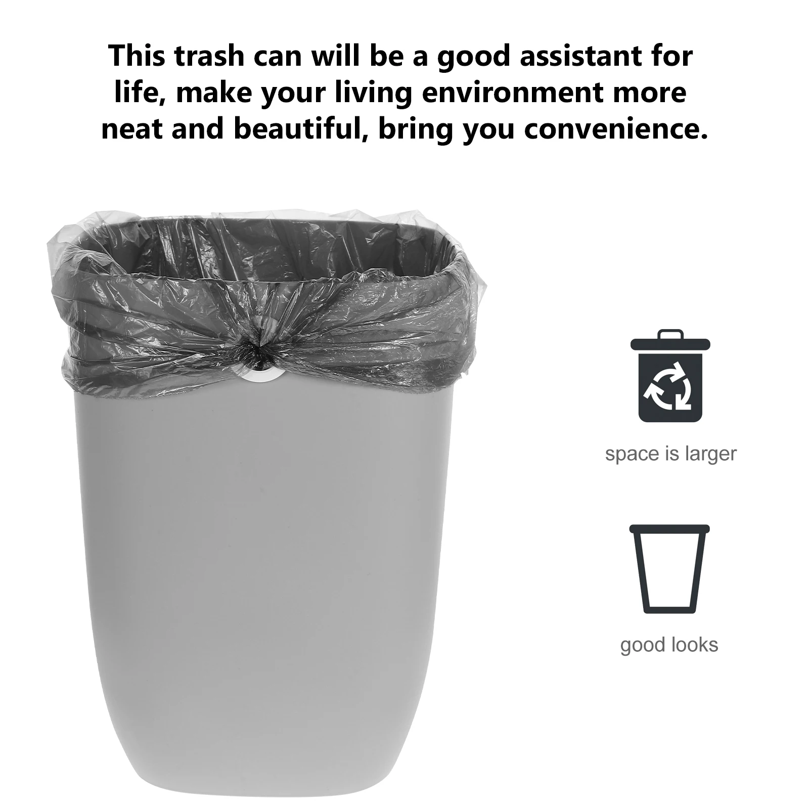 

Large Capacity Trash Can White Plastic Wastebasket Bedroom Kitchen Bathroom Garbage Bin Household Waste Basket Multi function