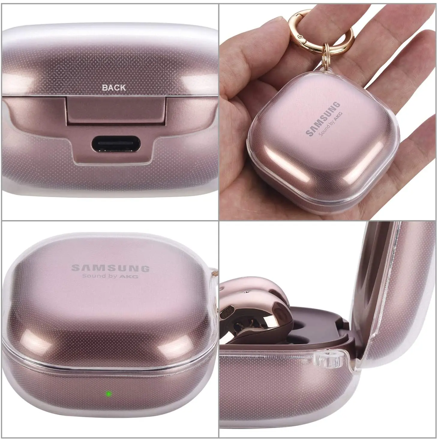 Per Buds FE 2023 Custodia Buds2 Pro 2022 Custodia morbida in TPU Custodia trasparente con portachiavi per Samsung Buds Pro 2 Live FE Cover