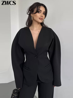 Elegant V-neck Blazers Coat Pants Set Women Solid Single Button Suit Coats Straight Long Trousers 2025 Autumn Office Lady Outfit